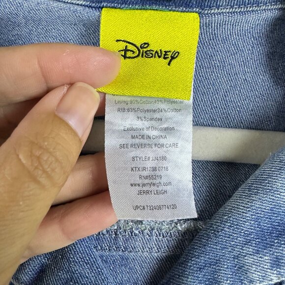 Disney Denim Jacket Kids Size 10/12 Jeans Hooded Mickey Mouse Character - Picture 7 of 11